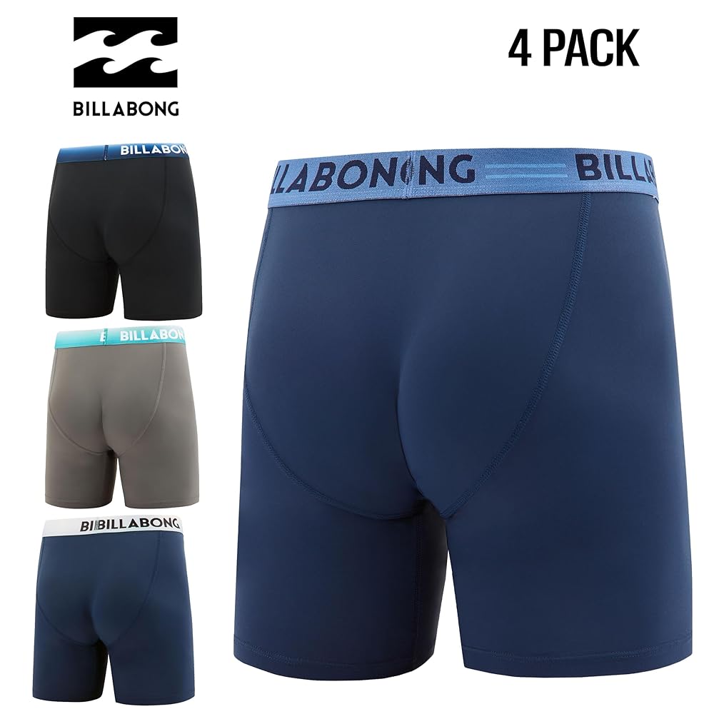 Billabong Mens Boxer Briefs 4 Pack Long Leg Performance